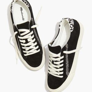 Madewell Sidewalk Low-Top Sneakers In Suede And Spot Calf Hair